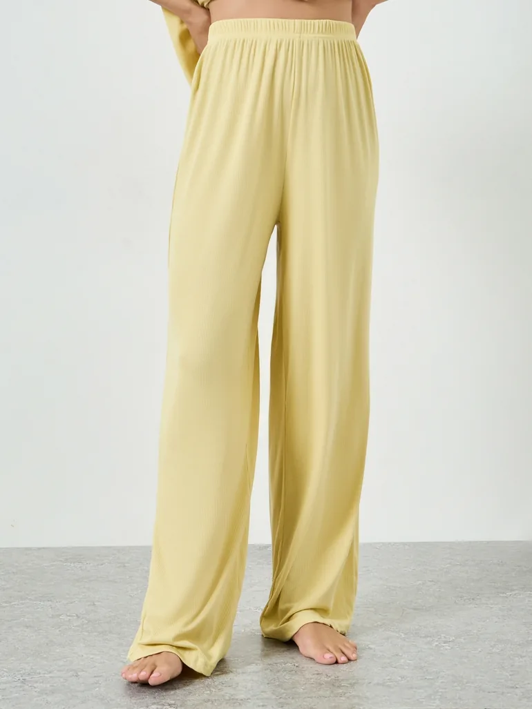 Supersoft Viscose Ribbed Buttoned Shirt and Pyjama Set - 3