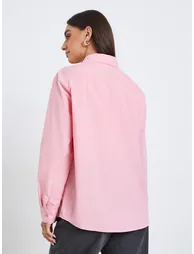 Women Pink Long Sleeve Oversized Shirt - 4