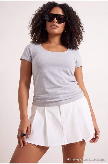 Gray Melange Soft Soft Fabric Knitted Plus Size Blouse