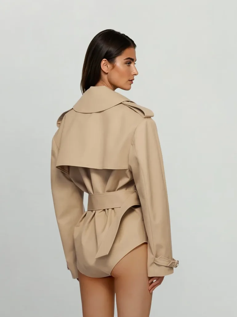 Pacari Folded Collar Trench Coat - 2