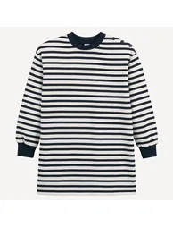 Striped Fleece Jumper/Sweater Dress with Long Sleeves