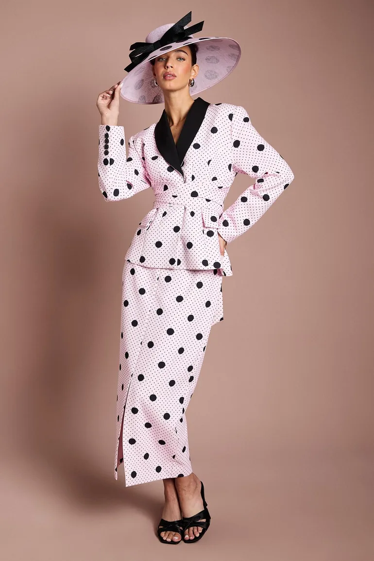 Lisa Tan Printed Contrast Wrap Waist Blazer