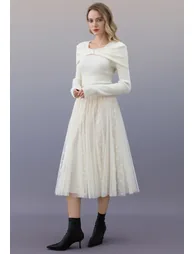 Sweet Poise Bowknot Ribbed Knit Sweater  in Ivory - 1