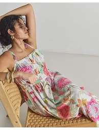 Shirred Maxi Beach Dress - 1