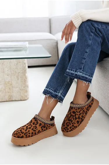 Galia Cosy Leopard Faux-Suede Fur Lining Low Ankle Boot