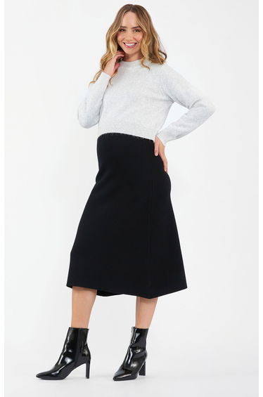 A-Line Knit Maternity Skirt (Black)