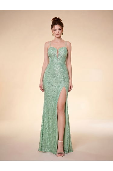 Leely Women's Elegant Spaghetti Straps Mermaid Maxi Dress