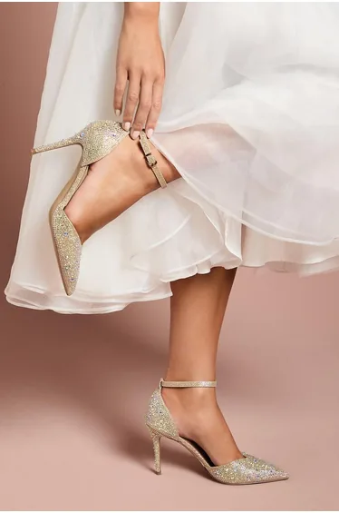 حذاء كعب عالي كوست فاشن باللون الذهبي