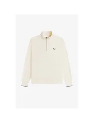Fred Perry Mens Logo Half Zip Sweatshirt - Ecru - 1