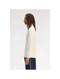 Fred Perry Mens Logo Half Zip Sweatshirt - Ecru - 3