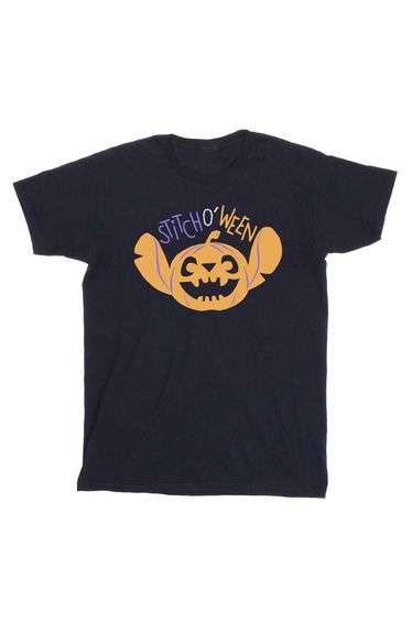 Lilo & Stitch Girls Stitch O Ween Cotton T-Shirt - Navy Blue