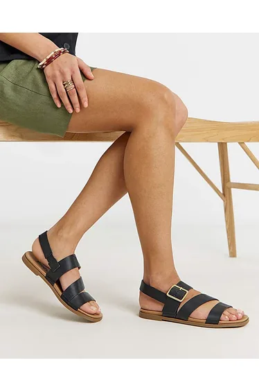 Flat Asymmetric Sandals Wide
