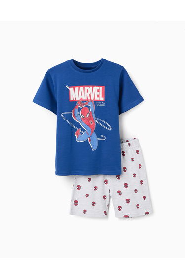 Short sleeve glow-in-the-dark pyjamas with Spider-Man for boys blue/grey