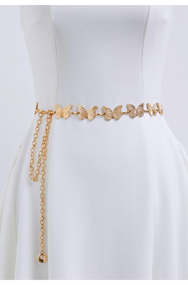 Fluttering Butterfly Chain Belt in Gold