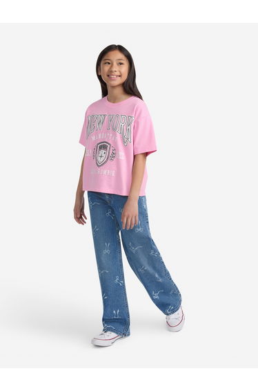 Abercrombie & Fitch Girls HR Discharge Wide Leg Jeans in Blue