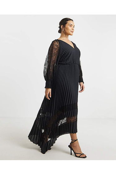 Joanna Hope Pleated Lace Dress