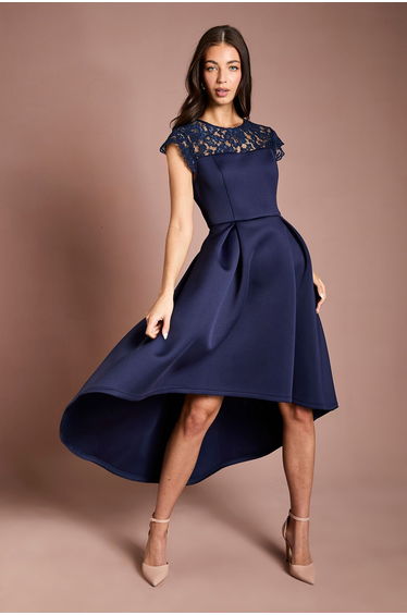 Lace Top Scuba Skirt Occasion Dress