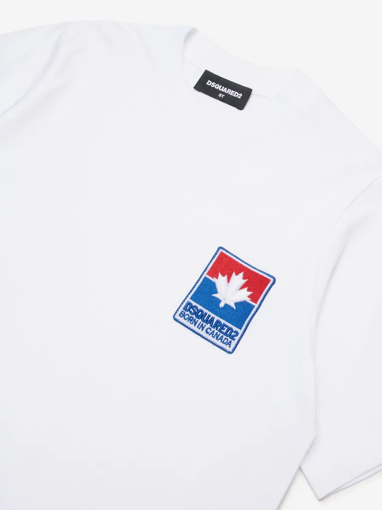 تيشيرت أطفال بطبعة شعار لون أبيض - 2