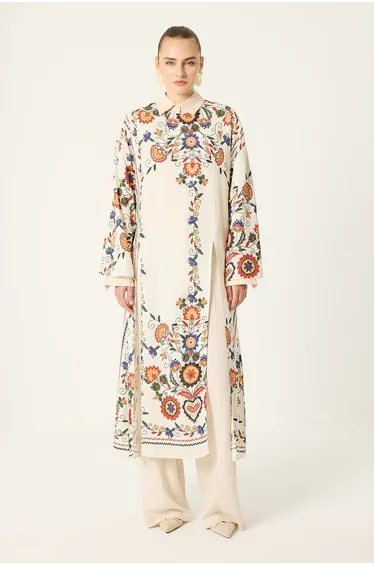 Front-Slit Patterned Tunic