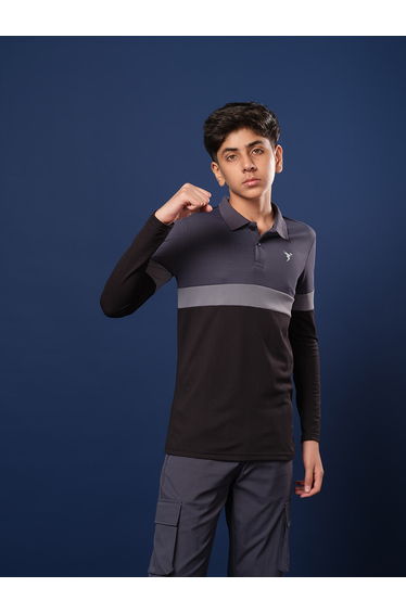 Color Block Long Sleeve Polo T-Shirt