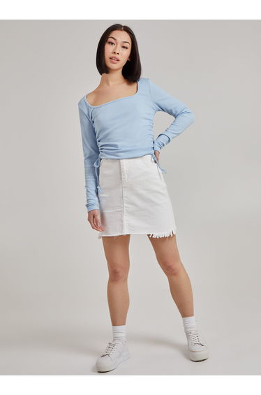 Ruched Square Neck Ribbed Top
