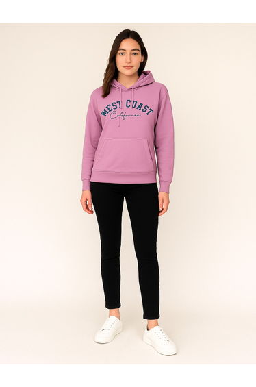 Women Regular Fit Printed Hoodie