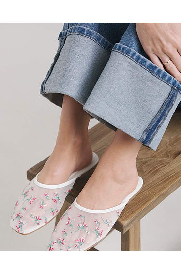 Embroidered Detail Mule Wide