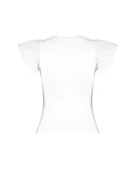 Ecru Embroidered Fitted Viscose/Soft Fabric Stretchy Knitted Blouse - 7