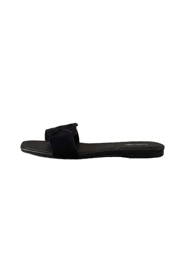 Square Flat Sandal Embl Suede Triple Black