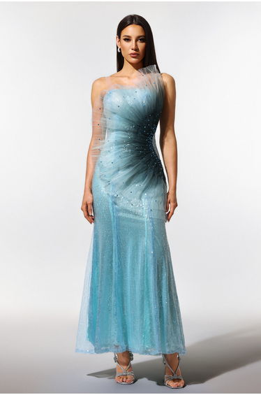 Kiwis Sleeveless Fish Tail Sequins Maxi Dress