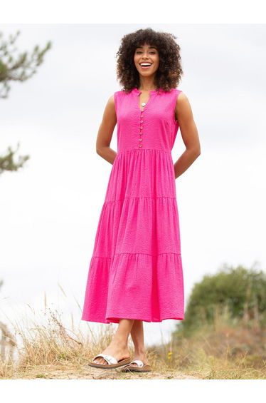Holnest Seersucker Dress Beetroot