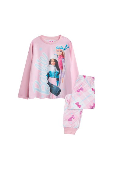 Barbie Girls Winter Ski Long-Sleeved Long Pyjama Set - Pink