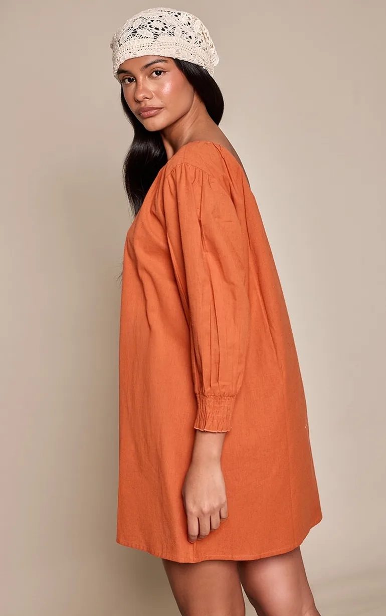 burnt orange linen dress Boden Women's Belinda Linen Shirt Dress in Brown