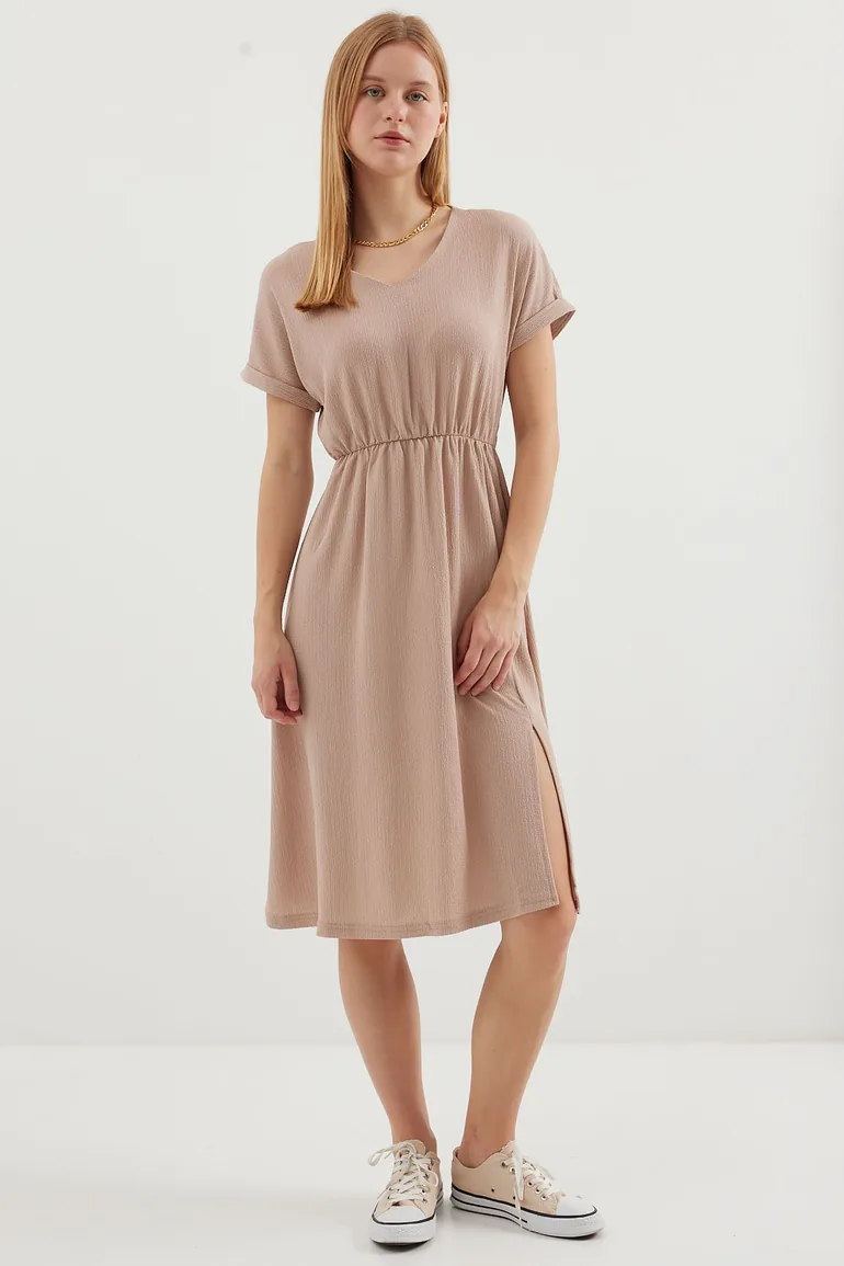 Dress - Beige - Wrapover