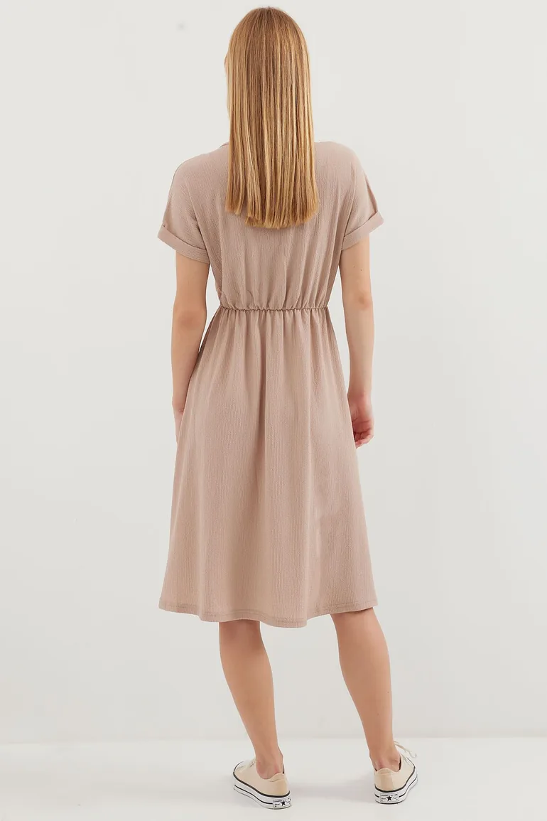 Dress - Beige - Wrapover - 4