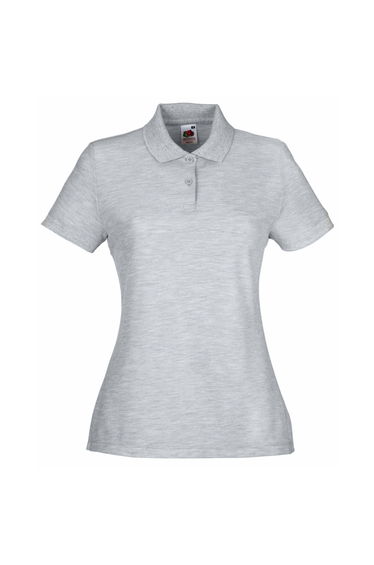Fruit Of The Loom Womens Lady-Fit 65/35 Short Sleeve Polo Shirt - Heather Grey