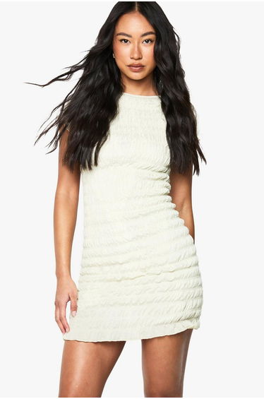 Shirred Cap Sleeve Mini Dress
