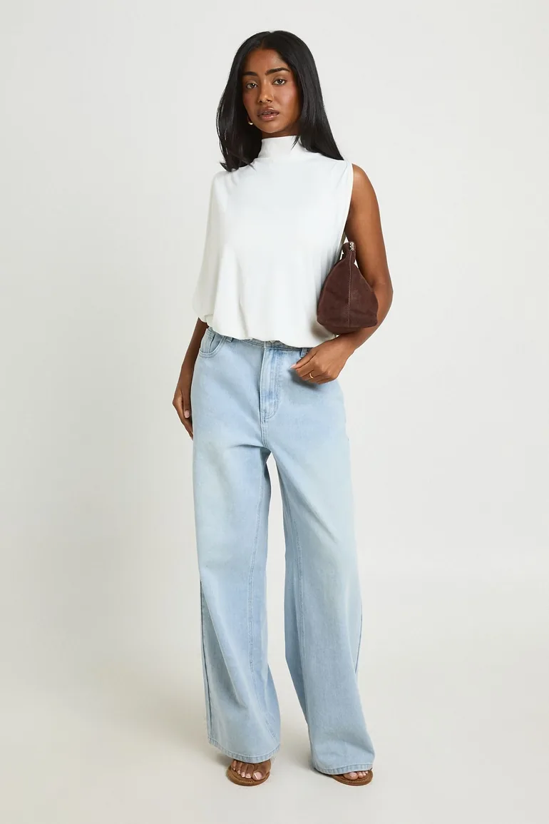 Cut Out High Neck Bodysuit - ivory - 1