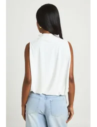 Cut Out High Neck Bodysuit - ivory - 2