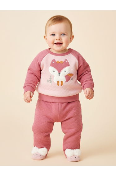 Baby Fox Hug Quilted Sweater and Joggers Set