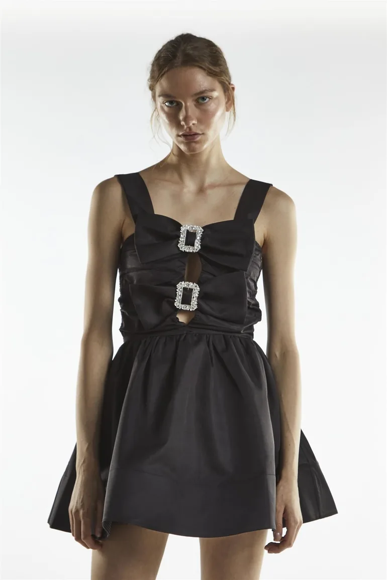 zara black embroidered mini dress Saloni - Tabitha Mini Dress main image 1
