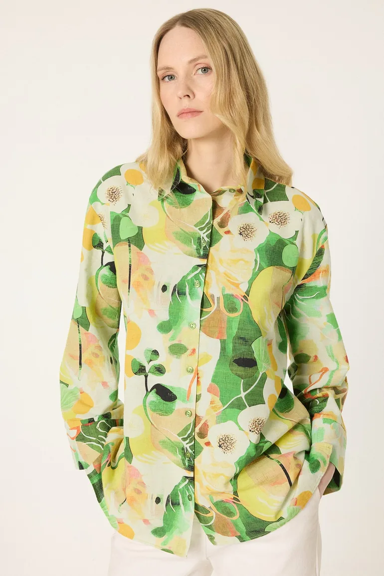 PATTERNED LINEN SHIRT
