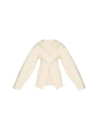 Ecru Cocoon Sleeve Cinched Waist Pocket Blazer - 4