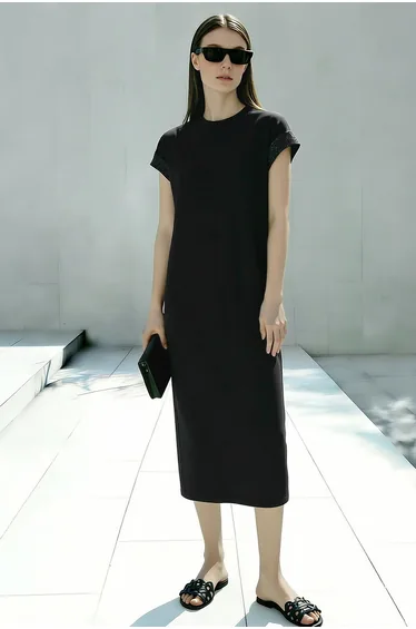 Lace Spliced Slit Dress