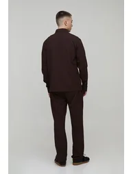Pinstripe Regular Shirt & Straight Leg Trouser Set - chocolate - 1
