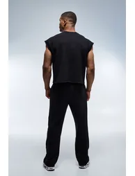 Man Active Boxy Cut Off T-Shirt - black