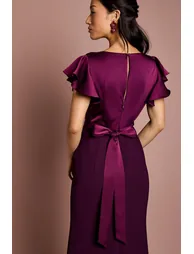 Coast Honoured V Neck Angel Short Sleeve Satin Maxi Dress - 3