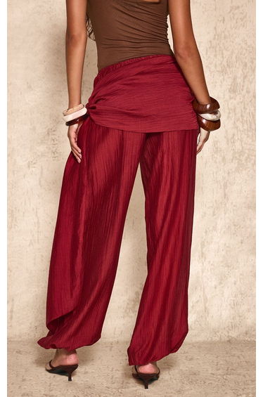 Rust Crinkle Lightweight Woven Wrap Tie Balloon Trousers product thumbnail 3