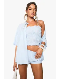 Textured Stripe Ruffle Cami - baby blue