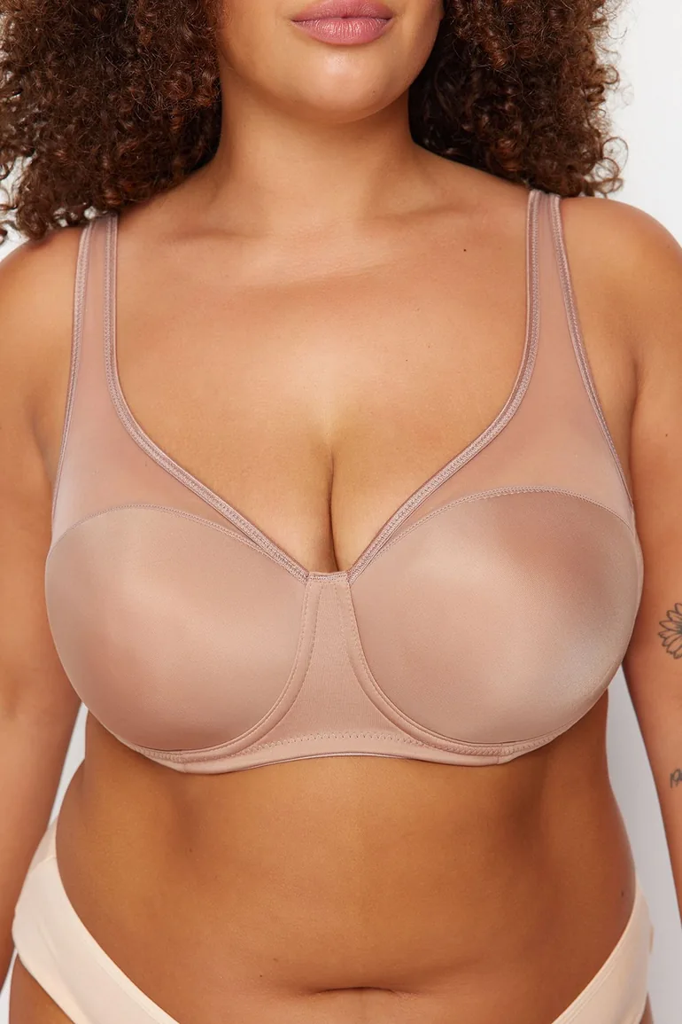 Mink Mesh Detailed Covered Contouring Bra - 3